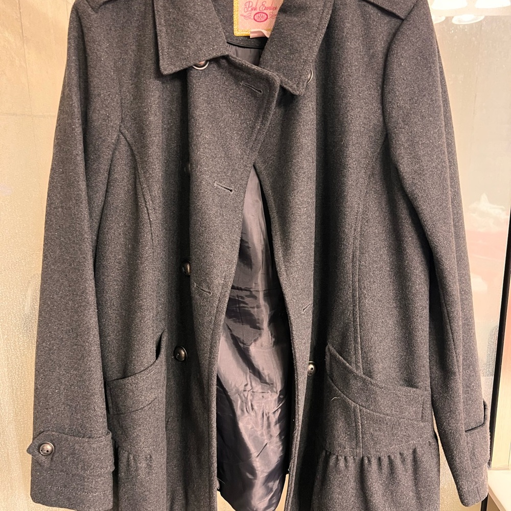 Pink Envelope Charcoal Pea Coat